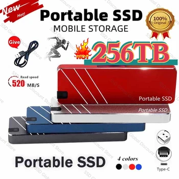 Prenosné 256TB SSD High Speed 500GB 4TB 8TB 16TB Externé ssd (Solid State Drive Pôvodné USB3.1 Typ-C Pevného Disku 외장하드 pre Notebooky