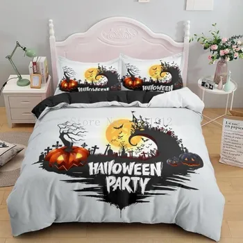 Nordic Hrad Halloween posteľná bielizeň Set 3ks Perinu S obliečka na Vankúš Jedinečný Dizajn Spálne Dekorácie NÁS/AU/EÚ Veľkosť Obliečky