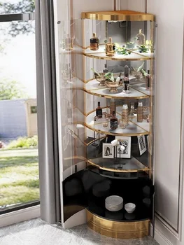 Z nehrdzavejúcej ocele víno kabinet displej kabinetu v Krajine, Záhrada model svetla luxusné high-grade sklenené dvere rohu víno kabinet living