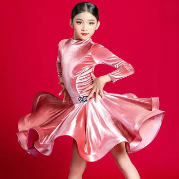 Jeseň/Zima Nové latinské Tanečné Šaty Dievčenské Fáze Výkonu Oblečenie Detí Profesionálne Tanečné Súťaže Oblečenie 7 Farieb