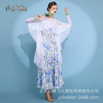 1pcs/veľa vintage štýl žena tlač spoločenský tanec šaty modrej kvetinový valčík tanečné šaty