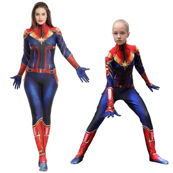 Captain Marvel Cosplay Kostým Film Avengers Superhrdina Carol Danvers Cosplay Kombinézu Jumpsuit Halloween Kostýmy pre Deti
