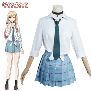 Cosersea Anime Moje Šaty-Up Miláčik Marin Kitagawa Cosplay Kostým Ženy Školskú Uniformu Tričko Sukne S Tie Ponožky Oblečenie Fullset