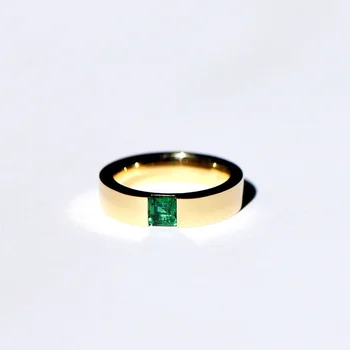 Pozlátené Mosadzný Prsteň s Emerald Zirconia Farba pre Mužov a Ženy, Módne Jednoduché Zapojenie Svadobné Party Príslušenstvo Šperky