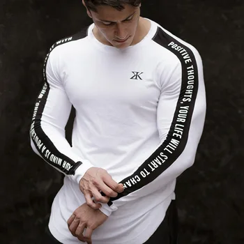 Noví ľudia, T-tričko s Dlhým Rukávom Jeseň Telocvični Značku Oblečenia Bavlna Joggres Kulturistika Cvičenie Tričko Muž Ležérne Módne Slim T-Shirt