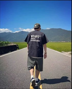 Módnu značku WTAPS HALENA Japonský voľné bežné pol-rukáv zmes slogan TEE crewneck list krátke sleeve T-shirt